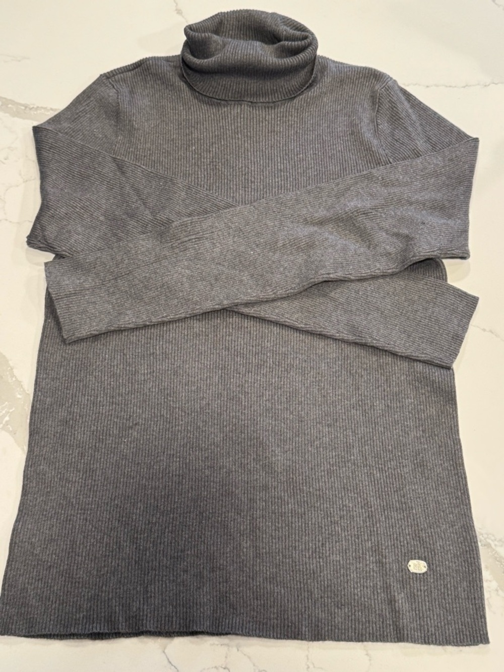 Ralph Lauren Gray Ribbed Turtleneck Sweater